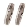 Alianzas de boda de titanio y platino con diamante