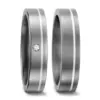 Alianzas de boda de titanio y plata con diamante