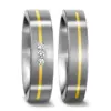 Alianzas de boda de titanio y oro amarillo con diamantes