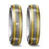 Alianzas de boda de titanio y oro amarillo con diamante