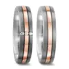 Alianzas de boda de titanio y oro rosado con diamantes
