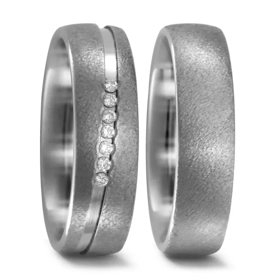 Alianzas de boda de titanio con diamantes