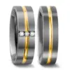 Alianzas de boda de titanio y oro amarillo con diamantes