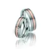 Alianzas de boda de titanio y oro rosado con diamantes