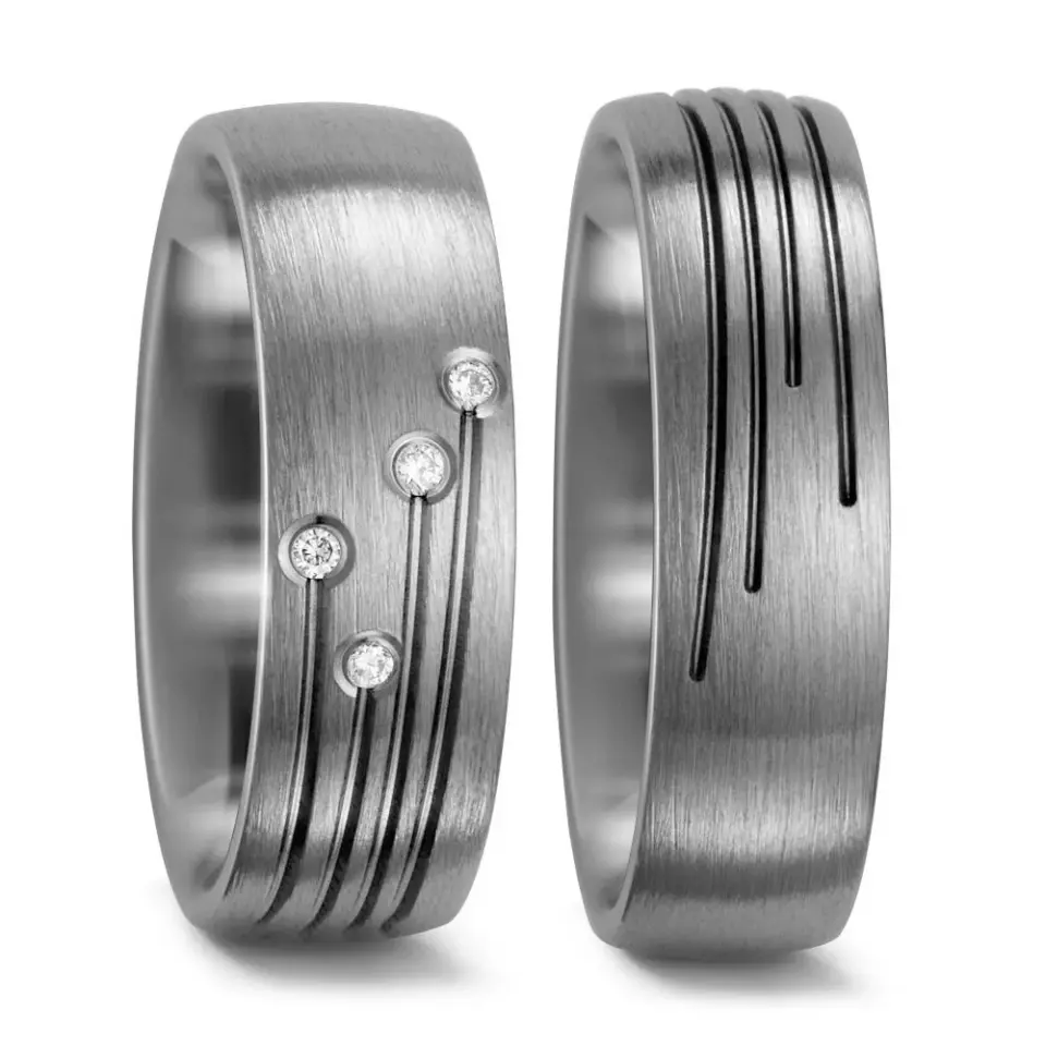 Alianzas de boda de titanio con diamantes