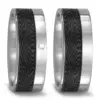 Alianzas de boda de titanio y carbono con diamante