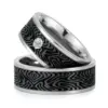 Alianzas de boda de titanio y carbono con diamante