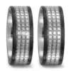 Alianzas de boda de titanio y carbono con diamantes