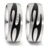 Alianzas de boda de titanio y carbono con diamantes