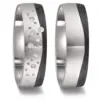 Alianzas de boda de titanio y carbono con diamantes