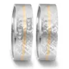 Alianzas de boda de acero y oro amarillo con diamantes