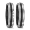 Alianzas de boda de carbono y paladio con diamantes