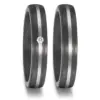 Alianzas de boda de carbono y paladio con diamante