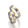 Alianzas de boda de paladio y oro amarillo con diamante