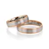 Alianzas de boda de oro rosado y platino con diamante