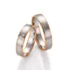 Alianzas de boda de oro rosado y platino con diamantes