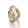 Alianzas de boda de paladio y oro amarillo con diamantes