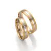 Alianzas de boda de oro amarillo y paladio con diamantes
