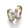 Alianzas de boda de oro amarillo y paladio con diamantes