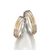 Alianzas de boda de oro amarillo y platino con diamantes
