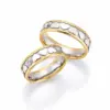 Alianzas de boda de oro amarillo y paladio con diamantes