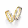 Alianzas de boda de oro amarillo y platino con diamantes