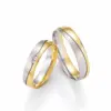 Alianzas de boda de oro amarillo y platino con diamantes