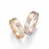 Alianzas de boda de paladio y oro rosado con diamantes