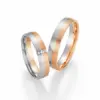 Alianzas de boda de platino y oro rosado con diamantes