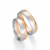 Alianzas de boda de platino y oro rosado con diamantes
