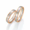 Alianzas de boda de oro rosado y paladio con diamantes