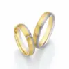 Alianzas de boda de oro amarillo y paladio con diamantes