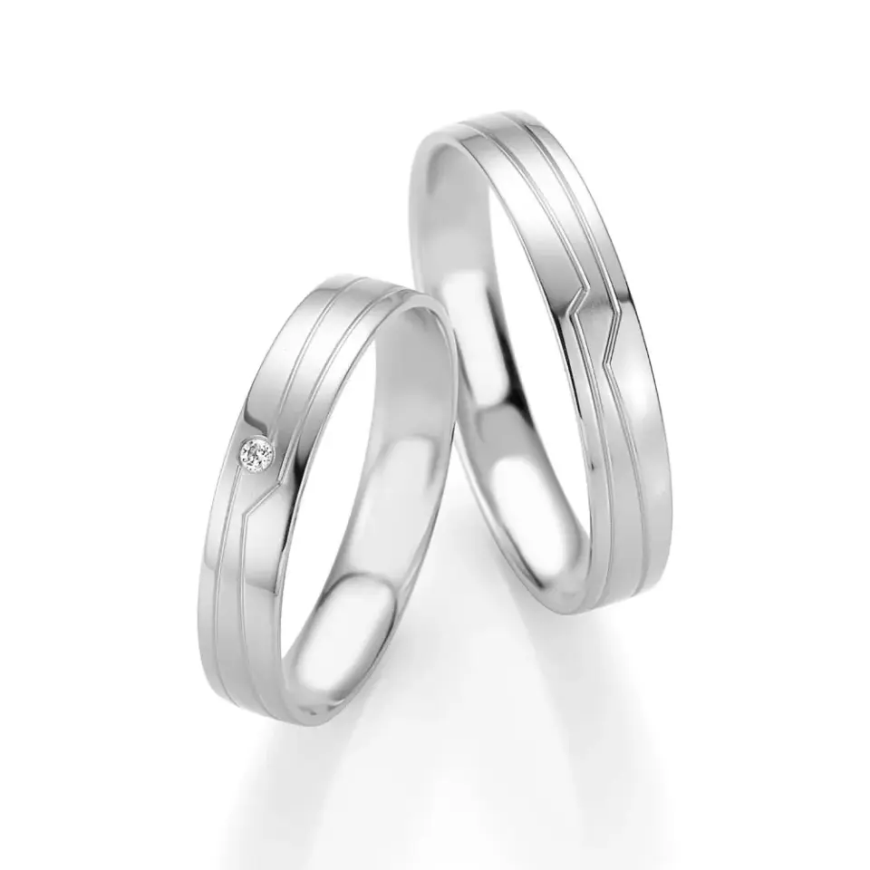 Alianzas de boda de platino con diamante