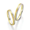 Alianzas de boda de oro amarillo y paladio con diamante