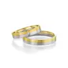 Alianzas de boda de oro amarillo y paladio con diamante
