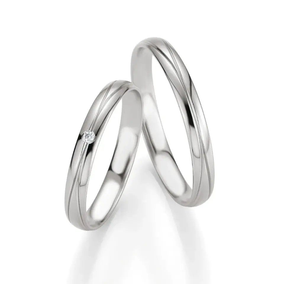 Alianzas de boda de platino con diamante
