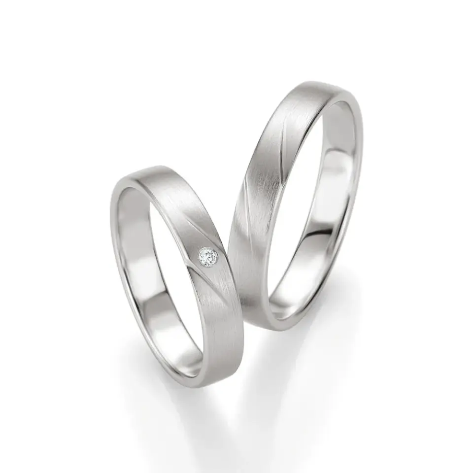 Alianzas de boda de paladio con diamante