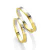 Alianzas de boda de oro amarillo y paladio con diamantes