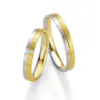 Alianzas de boda de oro amarillo y paladio con diamantes