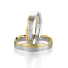 Alianzas de boda de oro amarillo y paladio con diamantes