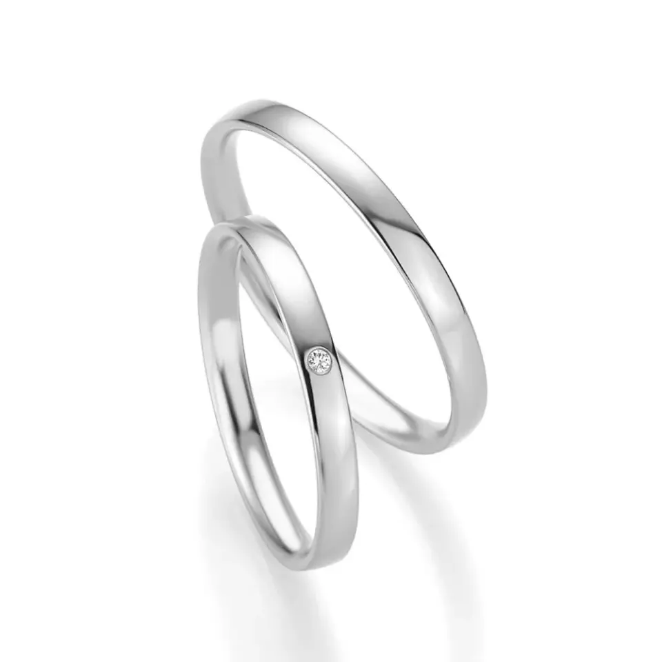 Alianzas de boda de paladio con diamante
