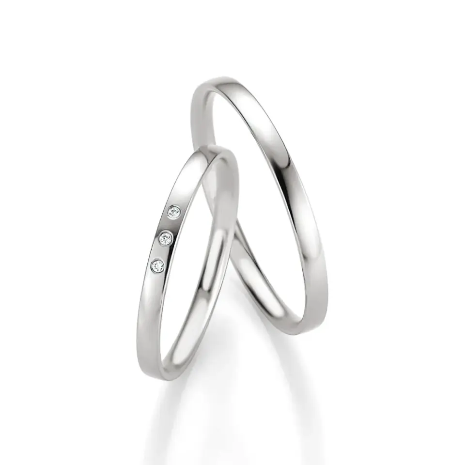 Alianzas de boda de paladio con diamantes