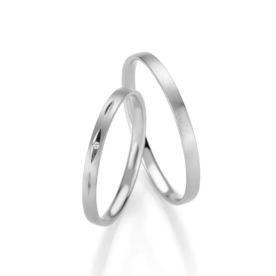 Alianzas de boda de platino con diamante