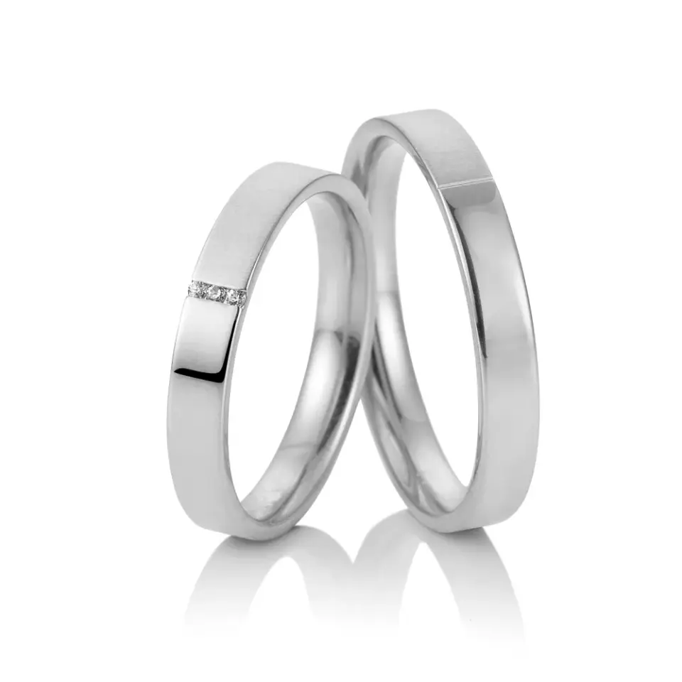Alianzas de boda de oro blanco con diamantes