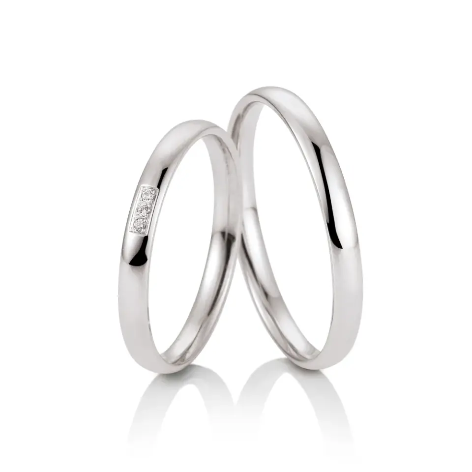 Alianzas de boda de oro blanco con diamantes