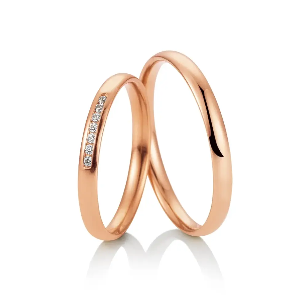 Alianzas de boda de oro rosado con diamantes