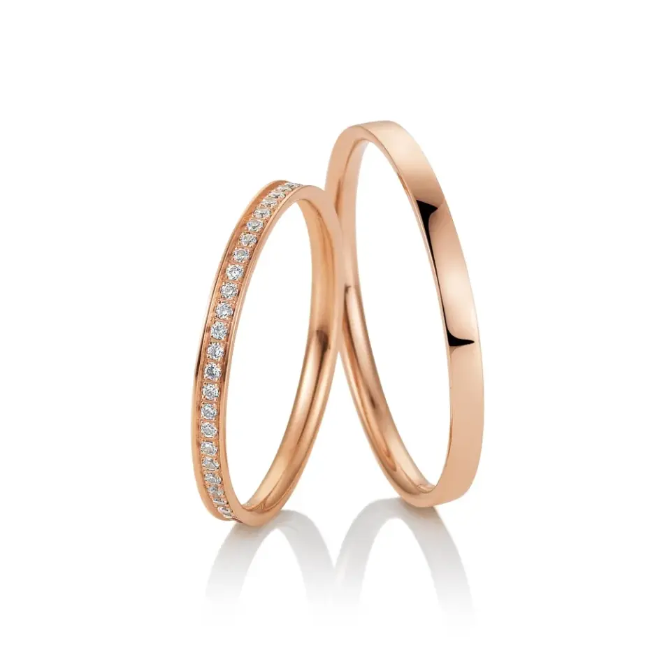 Alianzas de boda de oro rosado con diamantes