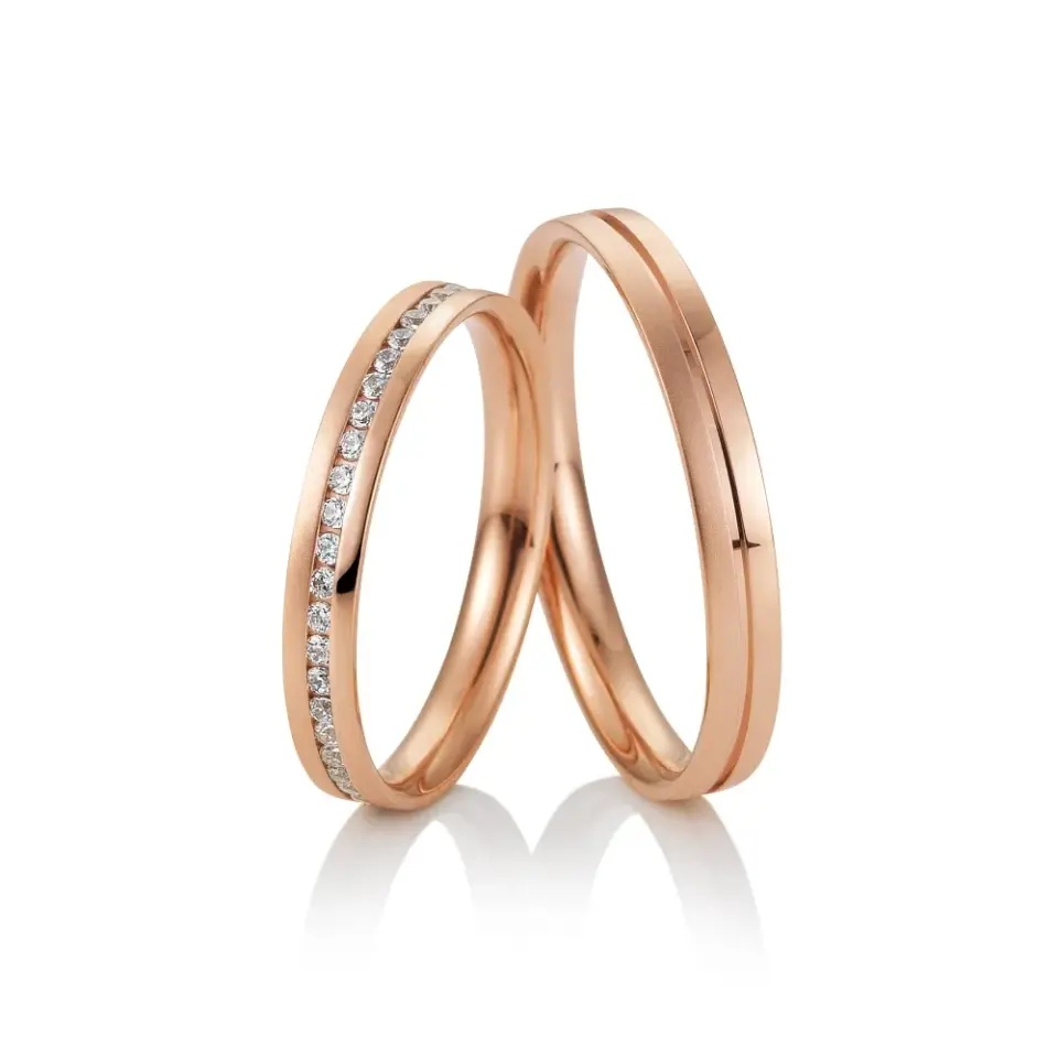 Alianzas de boda de oro rosado con diamantes