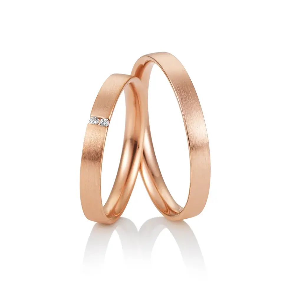 Alianzas de boda de oro rosado con diamantes