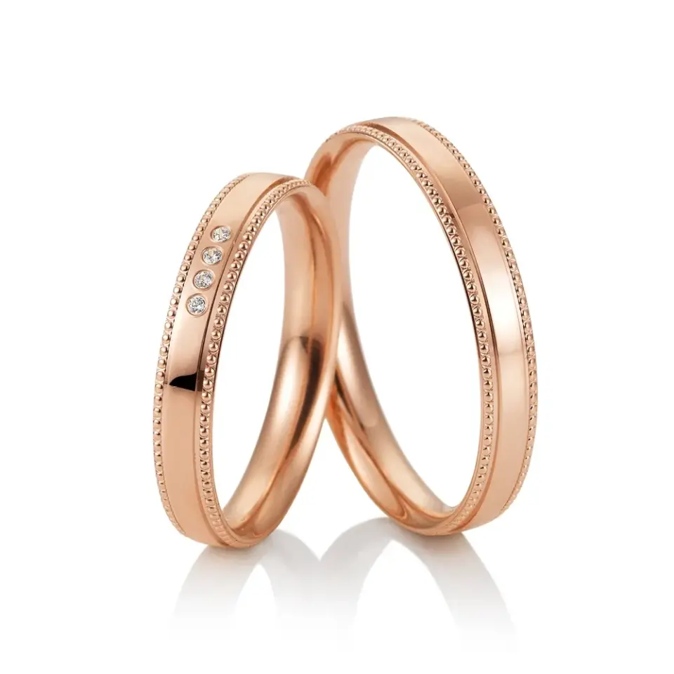 Alianzas de boda de oro rosado con diamantes